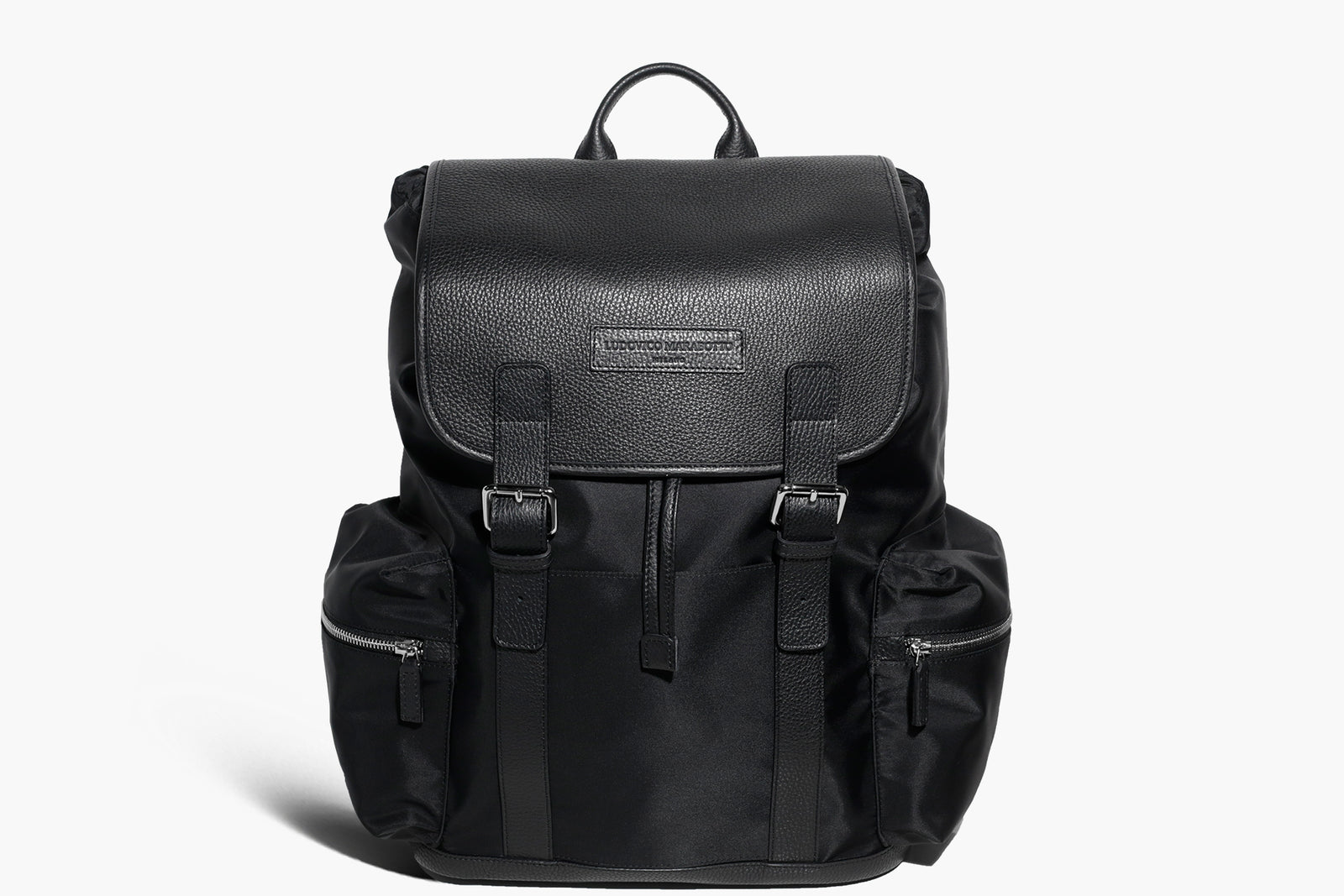 Paolo - Black Nylon & Leather/Jacquard - Business Backpack