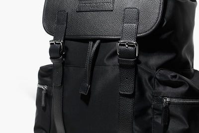 Paolo - Black Nylon & Leather/Jacquard - Business Backpack