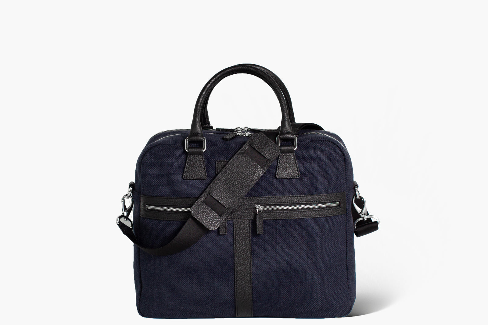 Borsa portacomputer | Sestriere | Lino blu/Jacquard - Ludovico Marabotto