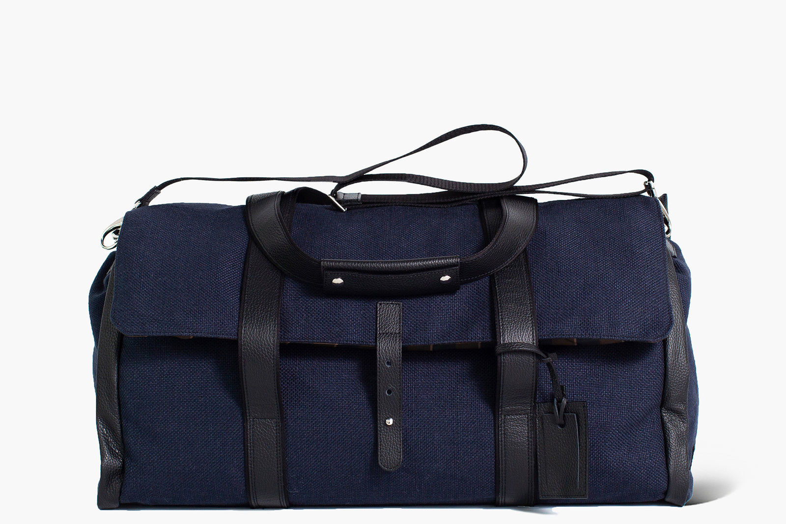 Borsone con porta abiti | Reginald | Lino Blu/Regimental - Ludovico Marabotto